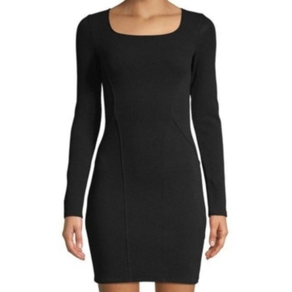 Helmut Lang Dresses & Skirts - Helmut Helmut Lang Gala Piped Cutout Knit Long Sleeve Mini Dress Black